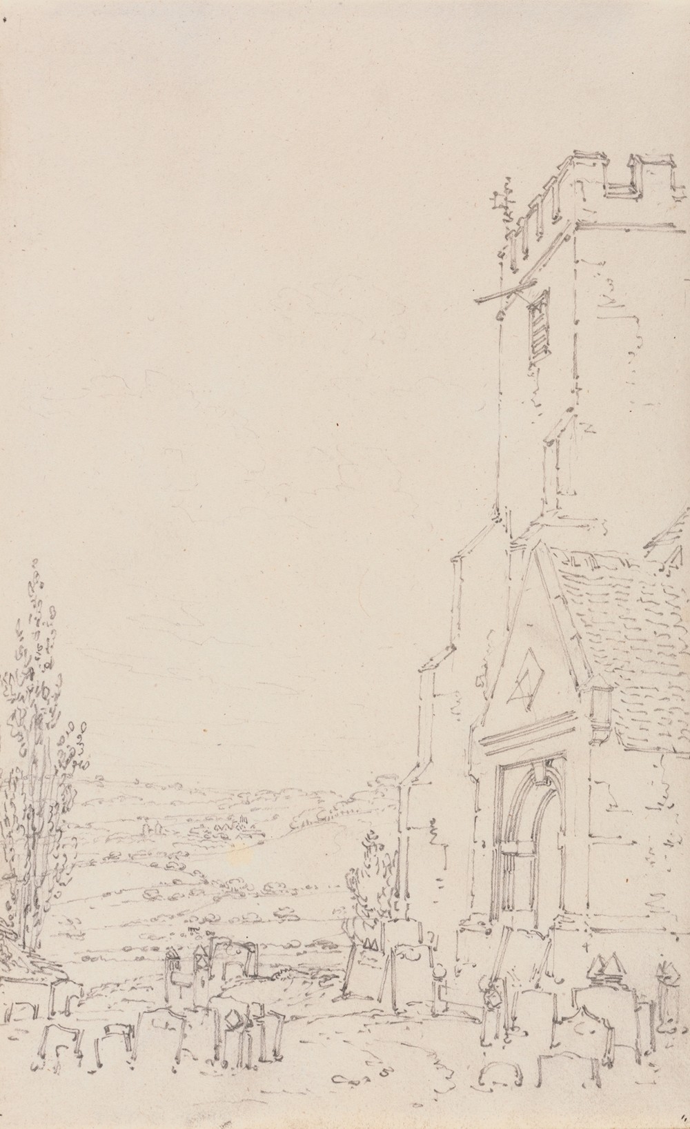 South Porch and Tower of an Unidentified Church (between 1790 and 1795)
