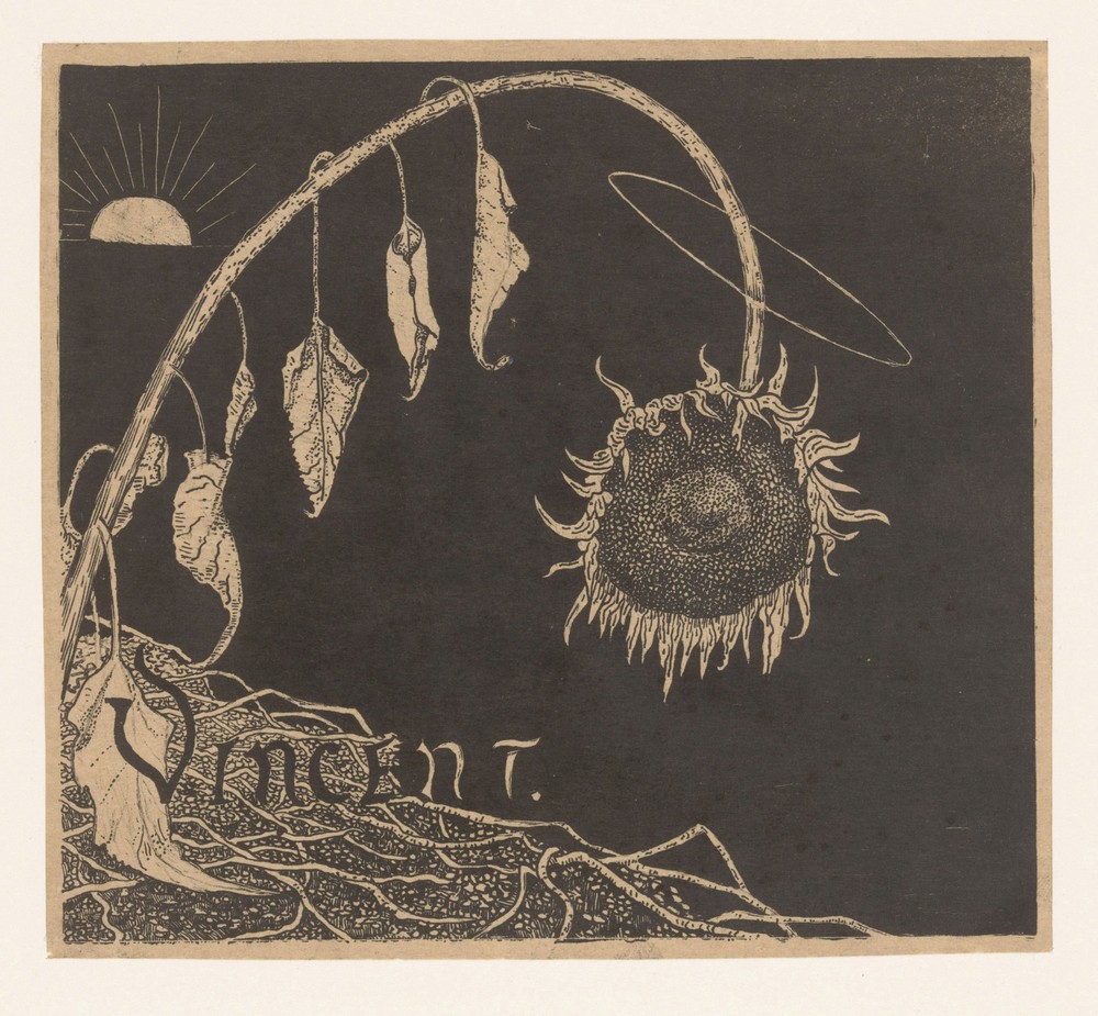 Omslagontwerp voor; Richard Roland Holst, Tentoonstelling der nagelaten werken van Vincent Van Gogh, 1892 (in or before 1892)