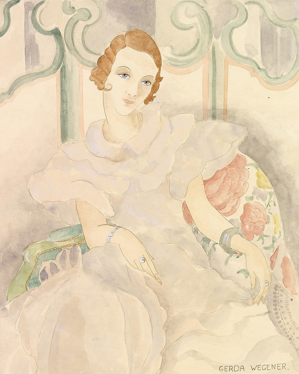 Portrait of a young woman in a white dress