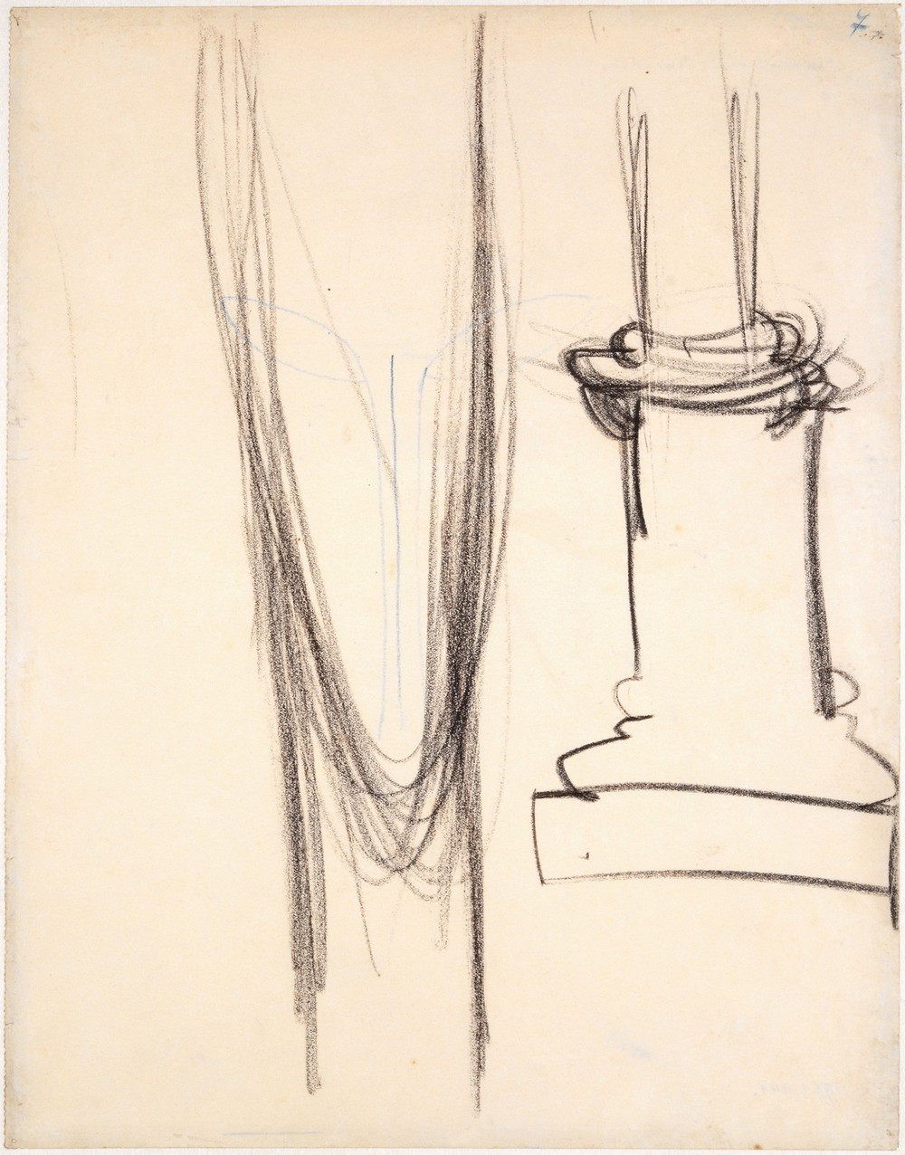 Langgestreckter Kopf, daneben Säulensockel (1914-15)