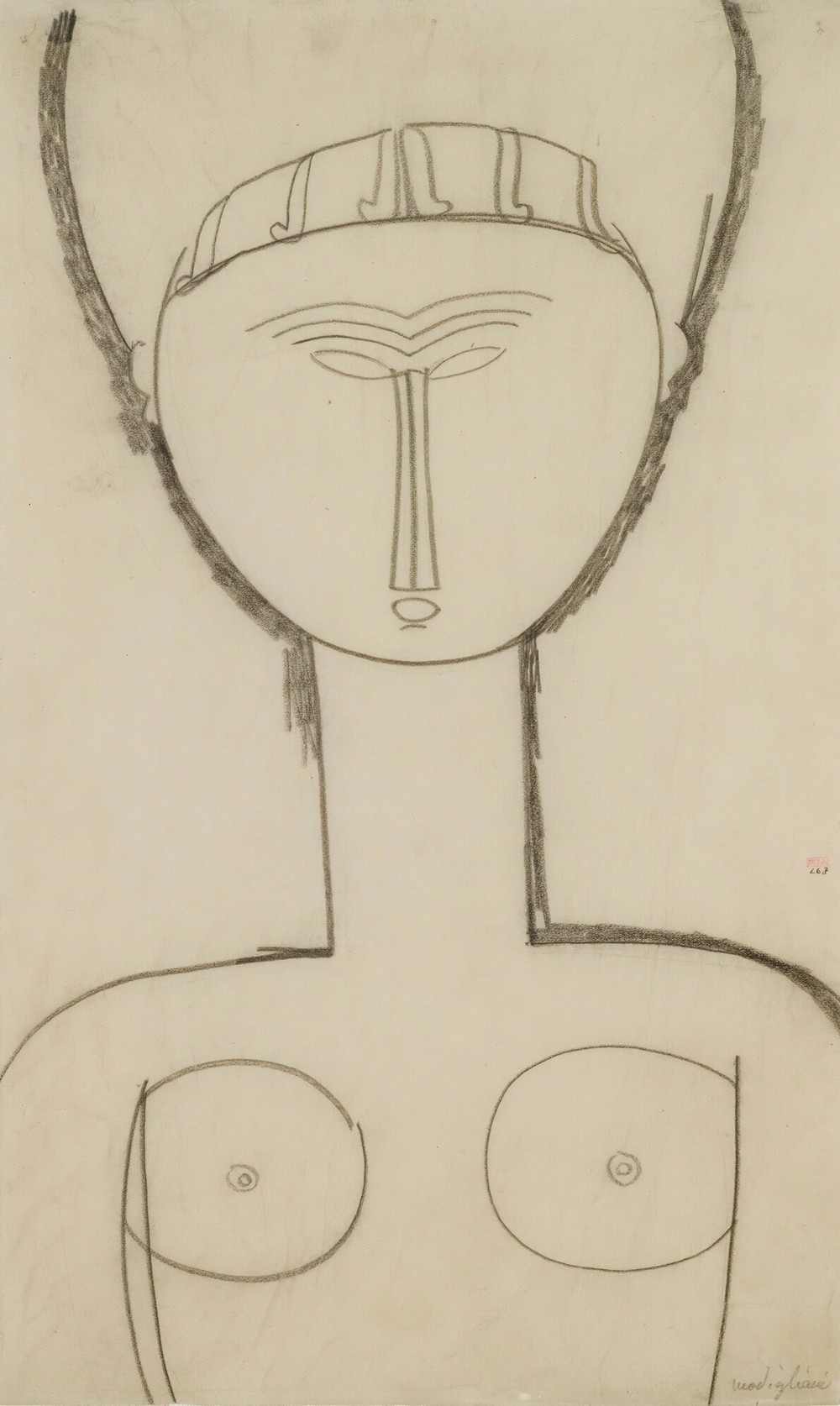 Cariatide, vue de face, demi-figure