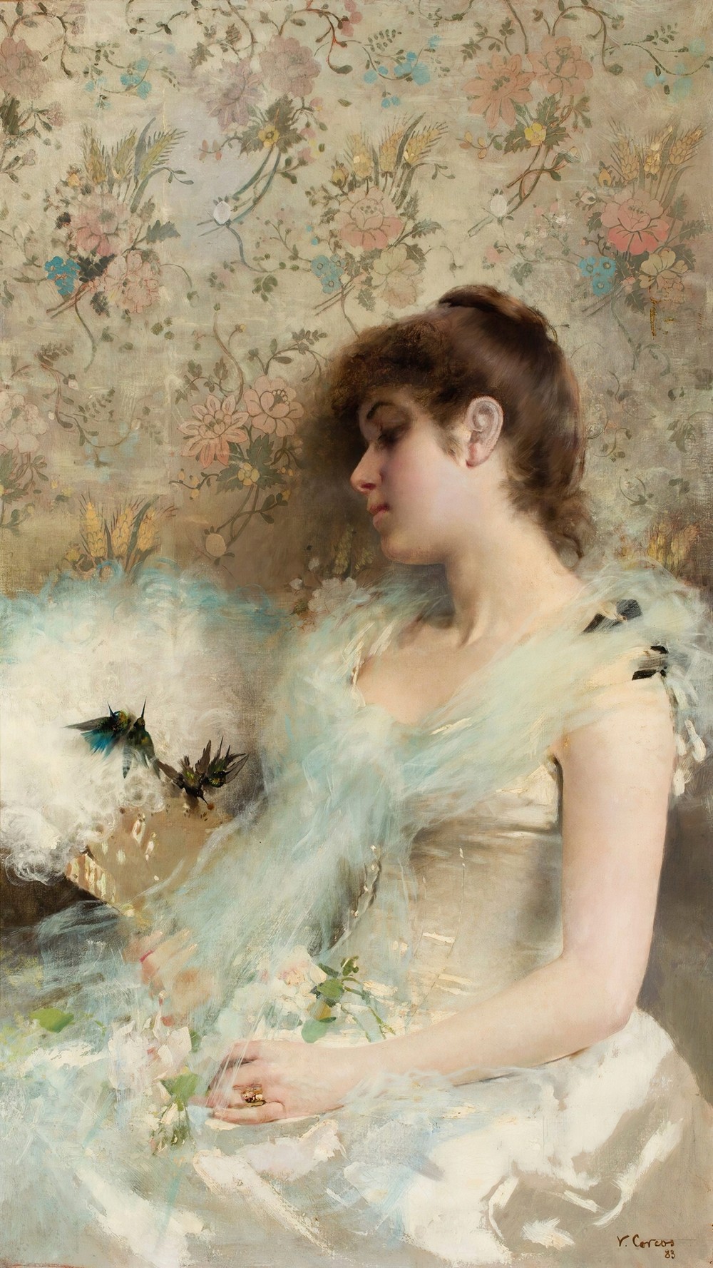 Girl with hummingbirds