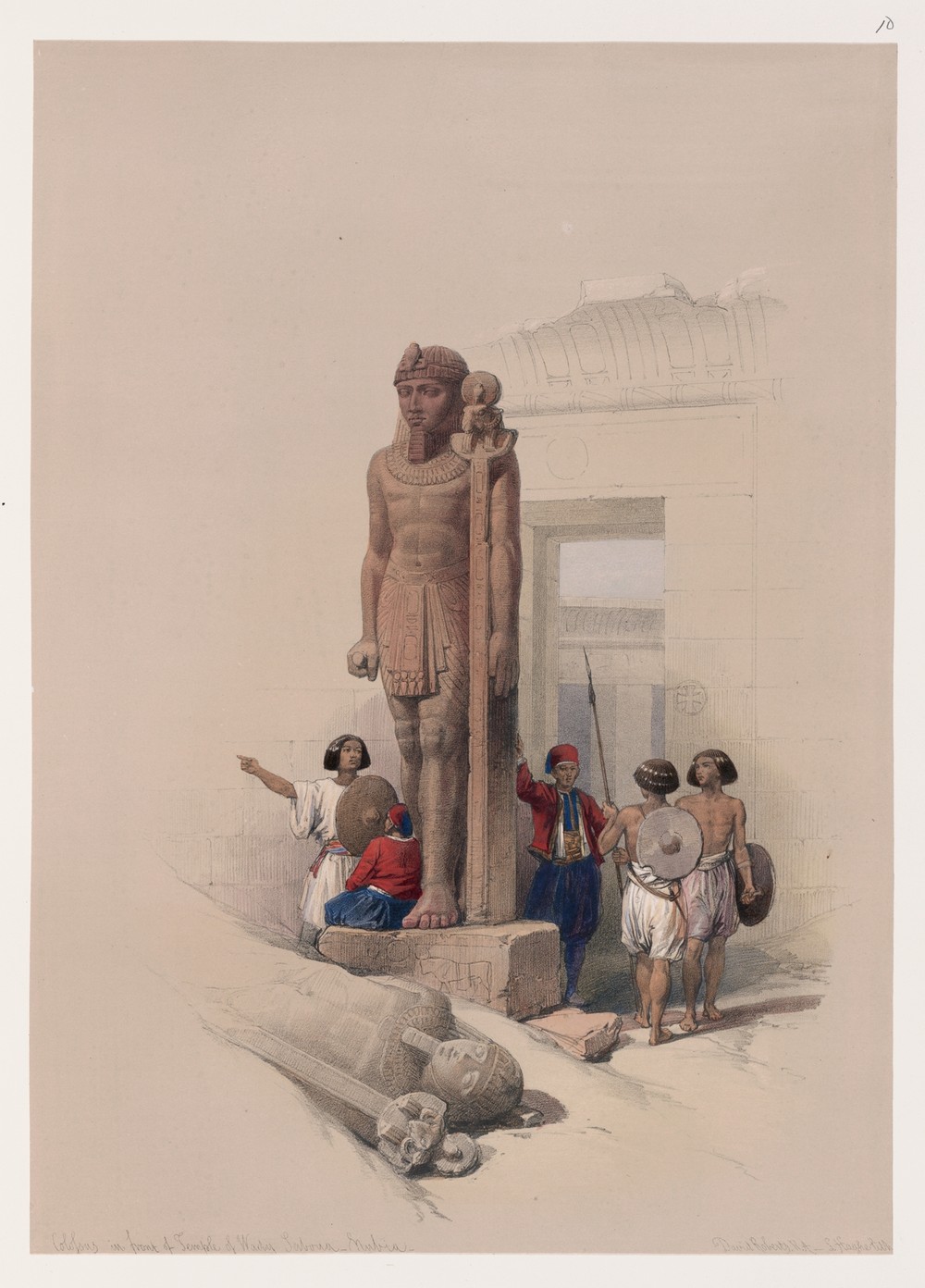 Colossus in front of Temple of Wady Saboua [Wadi al-Sabua], Nubia.