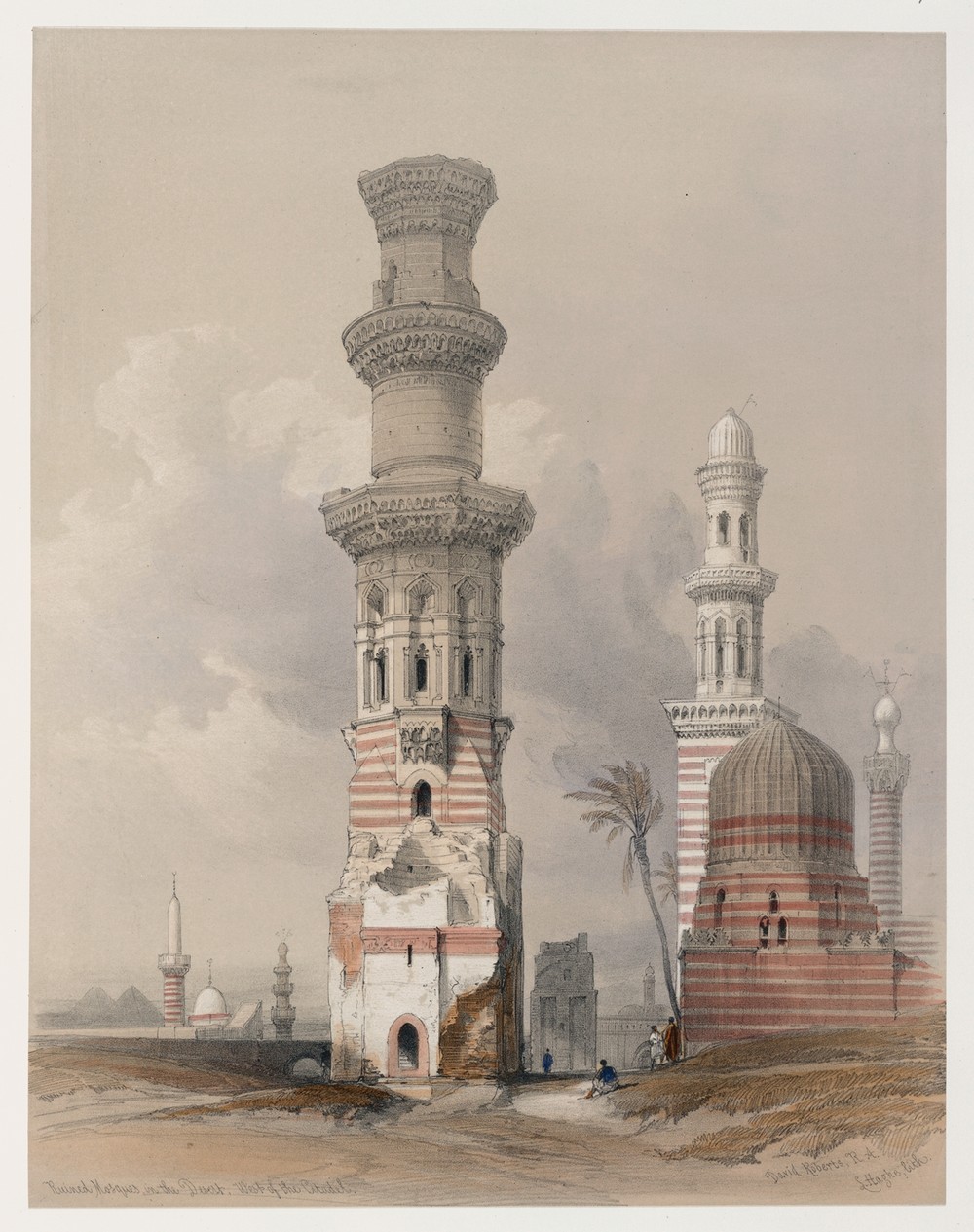 Ruined mosques in the desert, west of the Citadel.