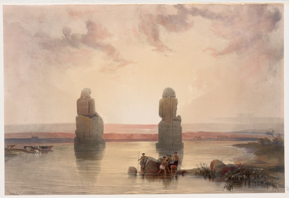 Statues of Memnon at Thebes, during the inundation.