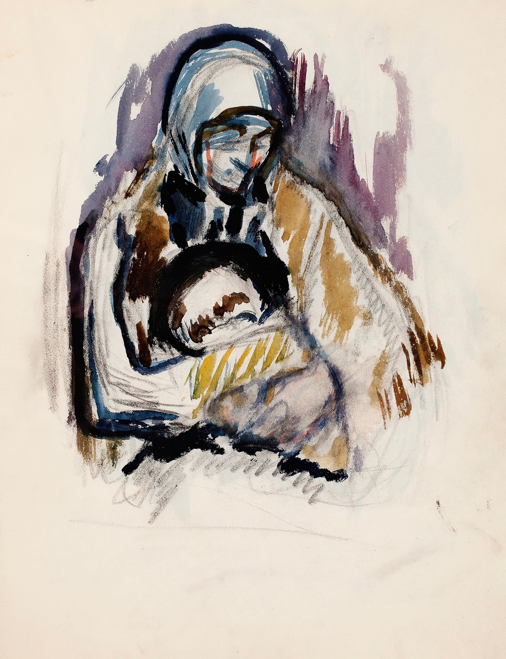 Luonnos maalaukseen Äiti ja lapsi (Pietà)