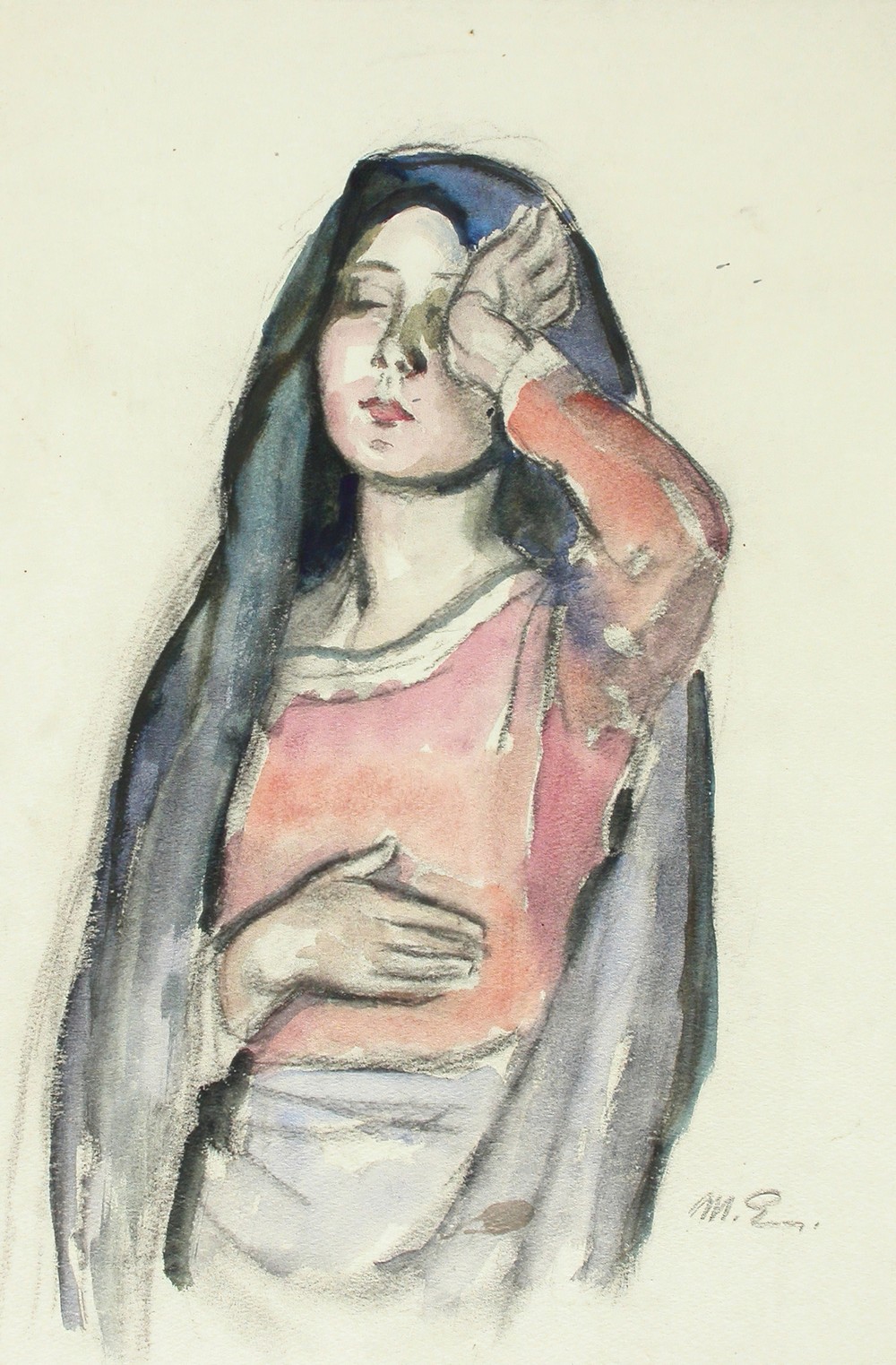 Mary, sketch for the stained glass window Ave Maria in Pori Church