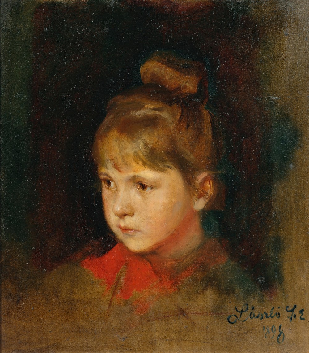 A Blonde Girl with red bow