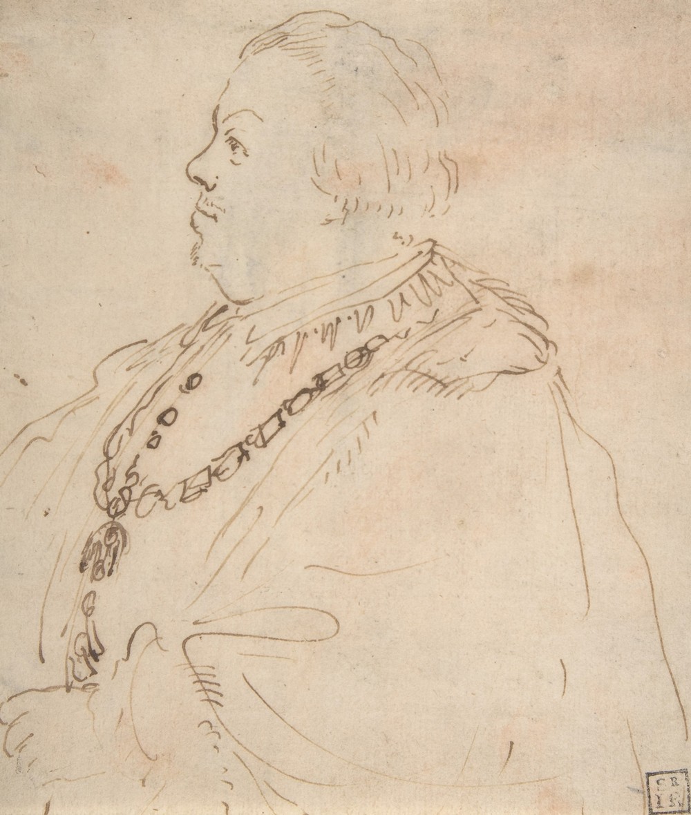 Waist-Length Portrait of a Man Wearing the Order of the Golden Fleece, in Profile Facing Left (1620s)