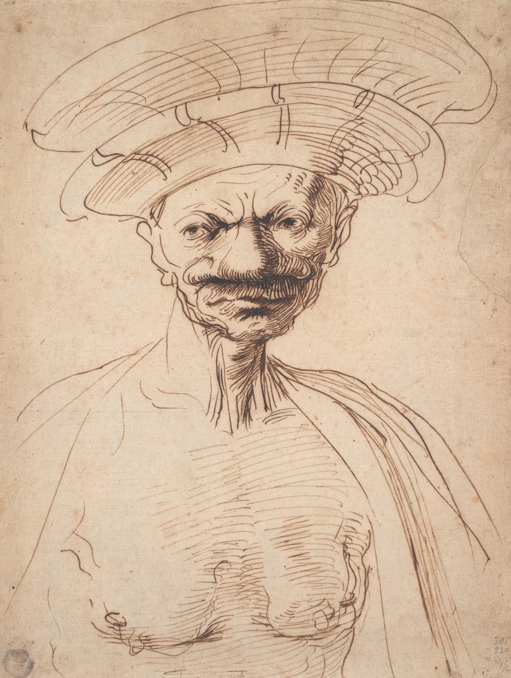 Caricature of a Man Wearing a Large Hat (ca. 1630–40)