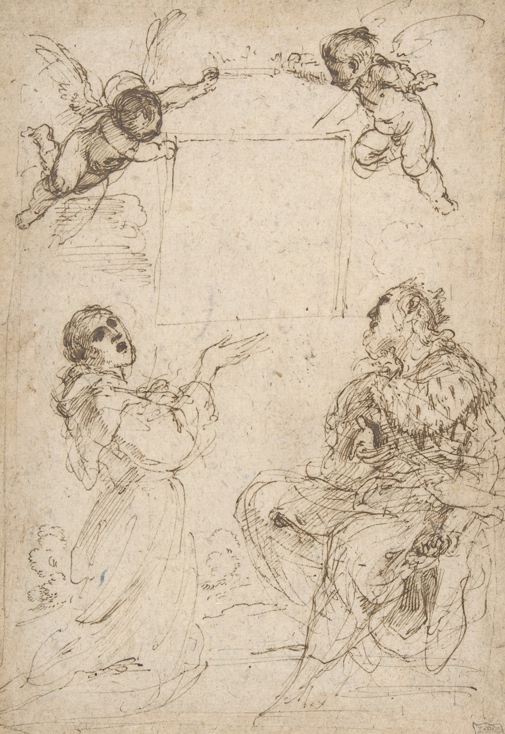 Saint Francis of Assisi and Saint Louis of France Venerating an Image of the Virgin (ca. 1618)