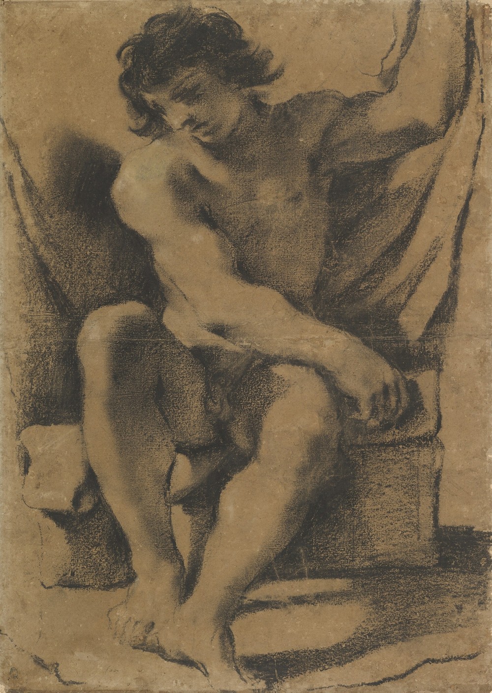 Seated Nude Young Man in Nearly Frontal View (ca. 1618)