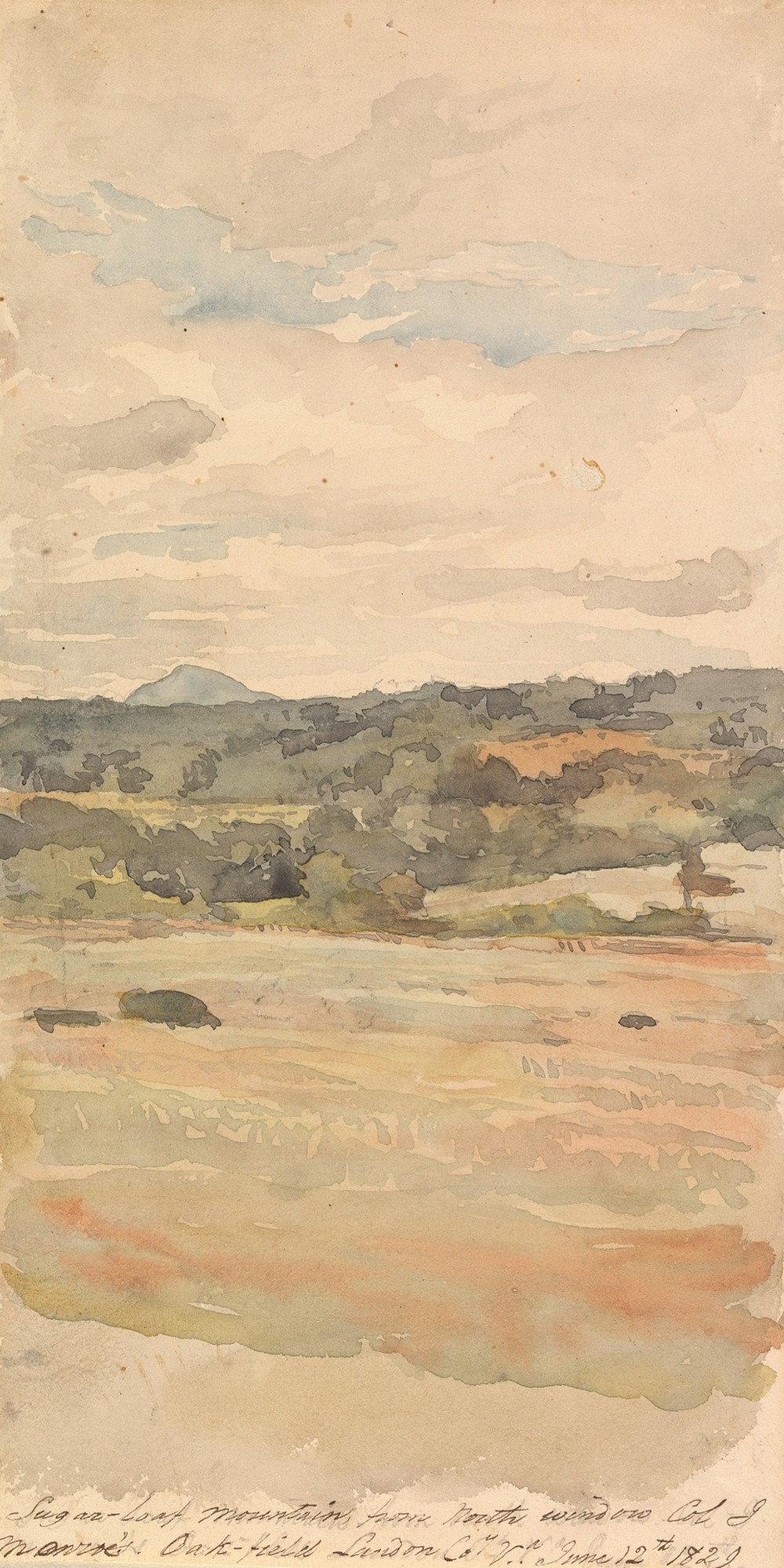 Sugar-Loaf Mountain, From North Window, Col. J. Monroe’s. Oak-Field Landon Co. Va. June 12th 1829
