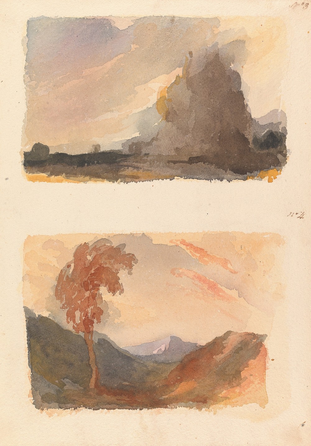 Landscape with Large Cliff in Foreground – Cuyp’s Principle (no. 3); Landscape with Tree in Foreground, Mountains in Distance – Both’s Principle