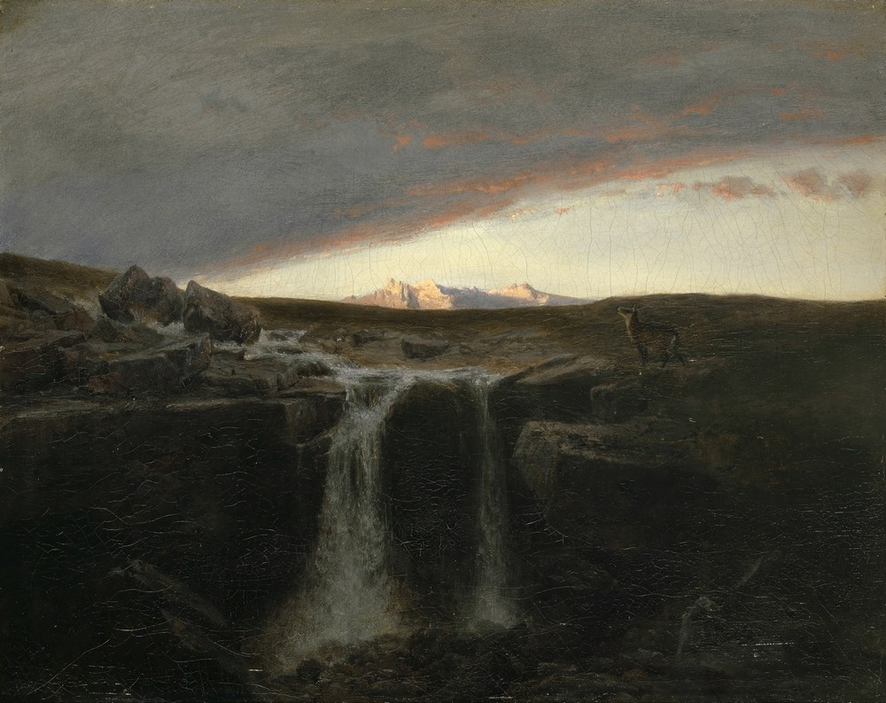 Mountain Landscape with Waterfall
