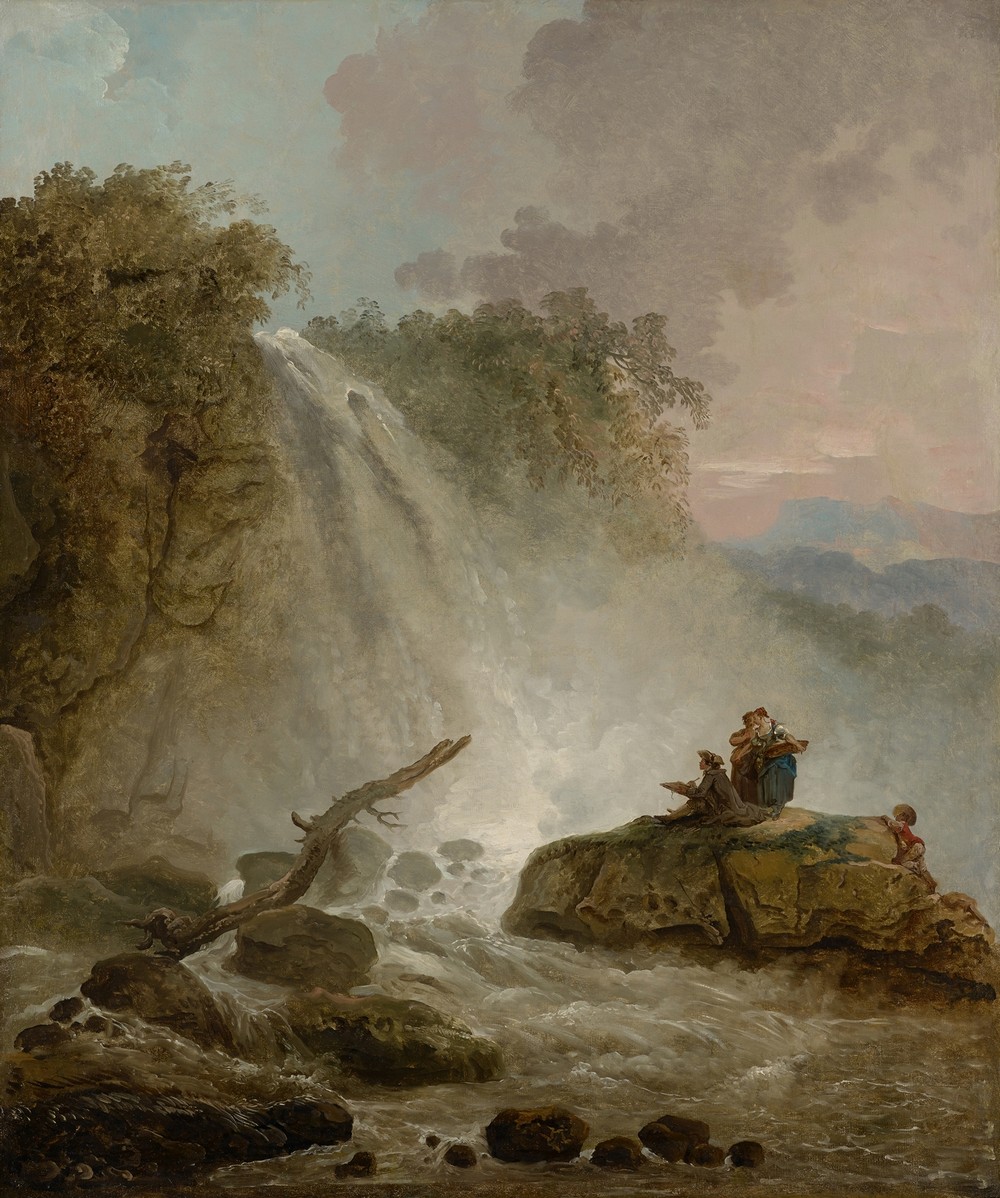 Waterfall with Drawing Artist