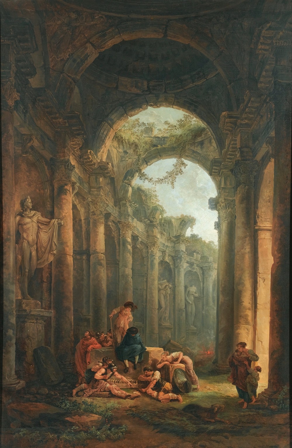Classical Ruins With Soldiers Gambling