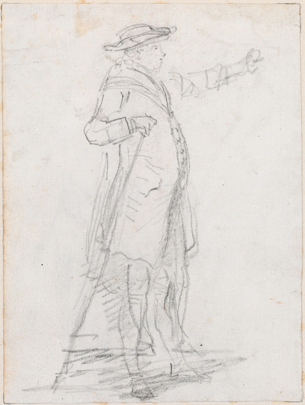 Man with a Walking Stick, Seen in Profile (recto) (probably c. 1754-1765)