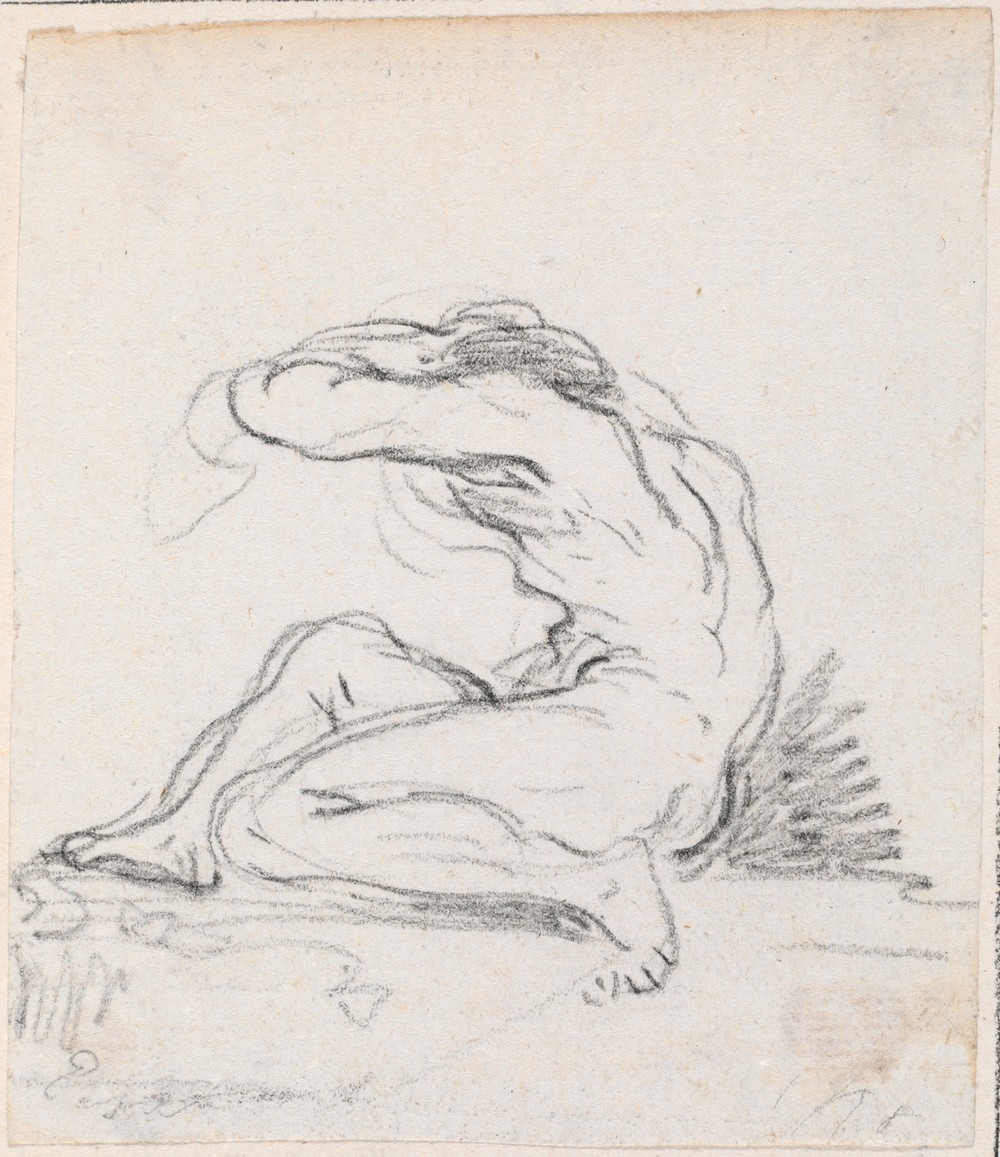 Seated Male Nude with Arm over Head, Seen from the Side (probably c. 1754-1765)