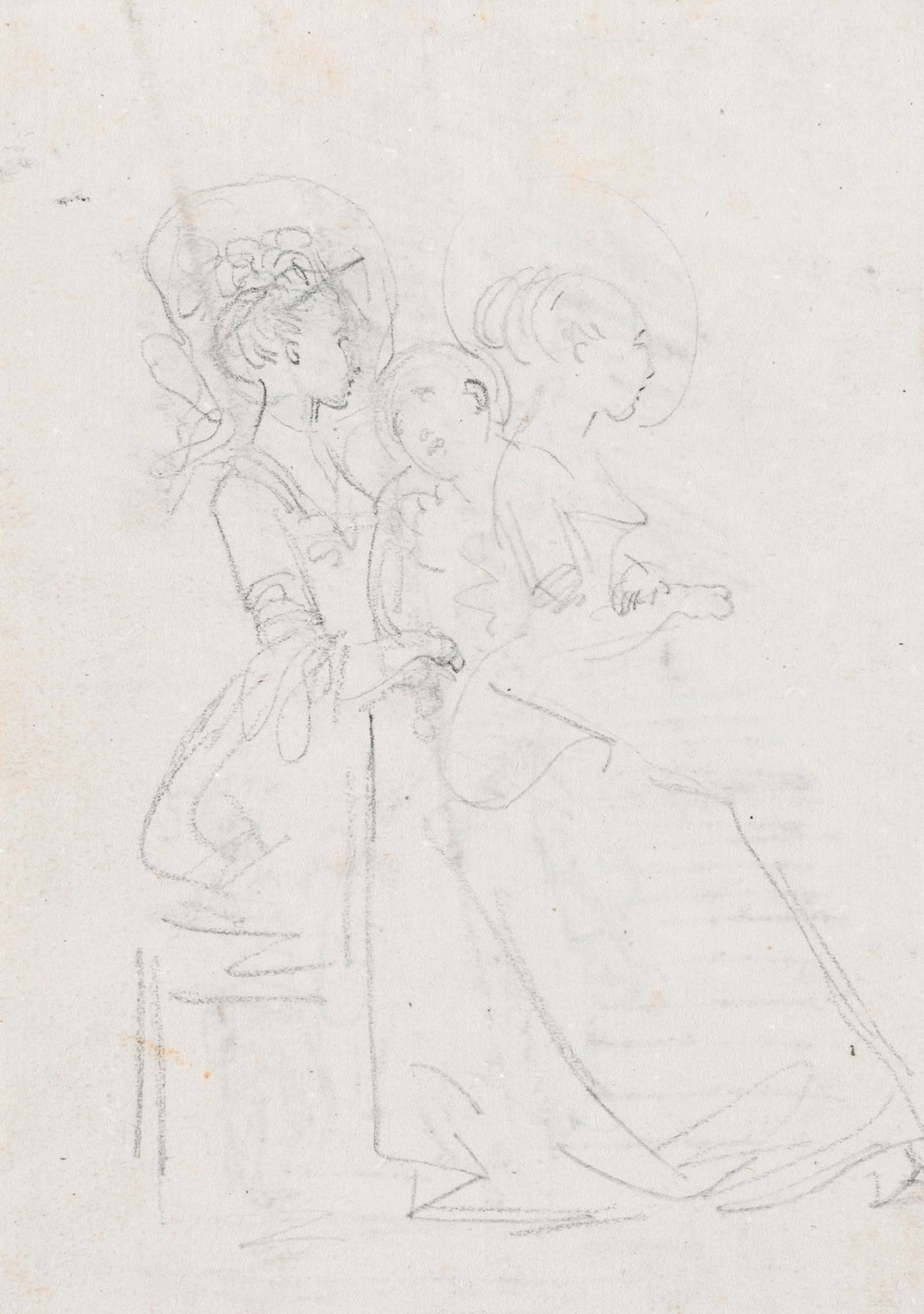 Two Seated Women with Male Figure between Them (verso) (probably c. 1754-1765)