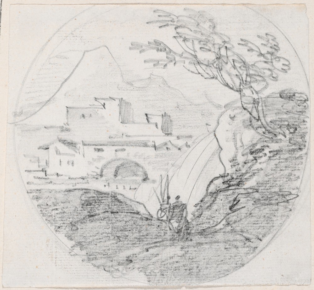 View from a Ridge to a Village and Distant Mountain (probably c. 1754-1765)