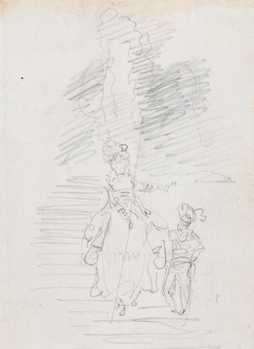 Woman and Smaller Male Figure on Grand Stairway (recto) (probably c. 1754-1765)