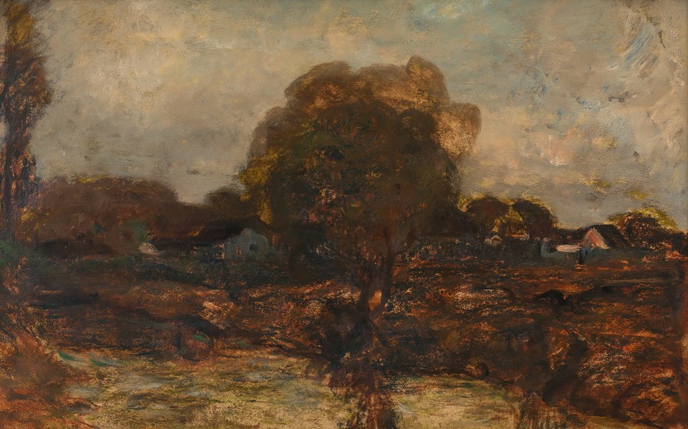 Flusslandschaft mit Dorf (ca. 1890)