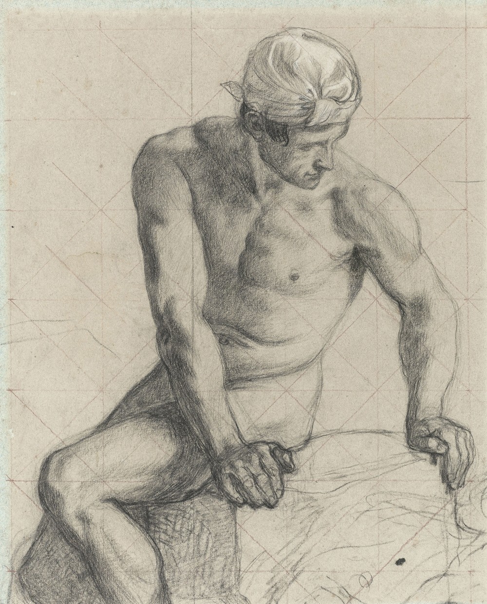 Homme nu assis, coiffé d’un turban