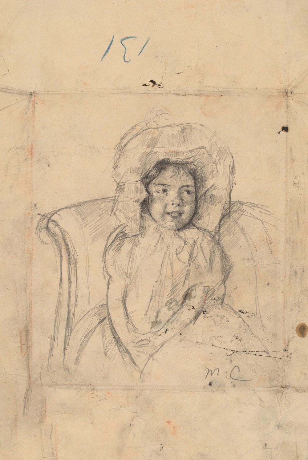 Smiling Margot Wearing a Ruffled Bonnet (c. 1902)