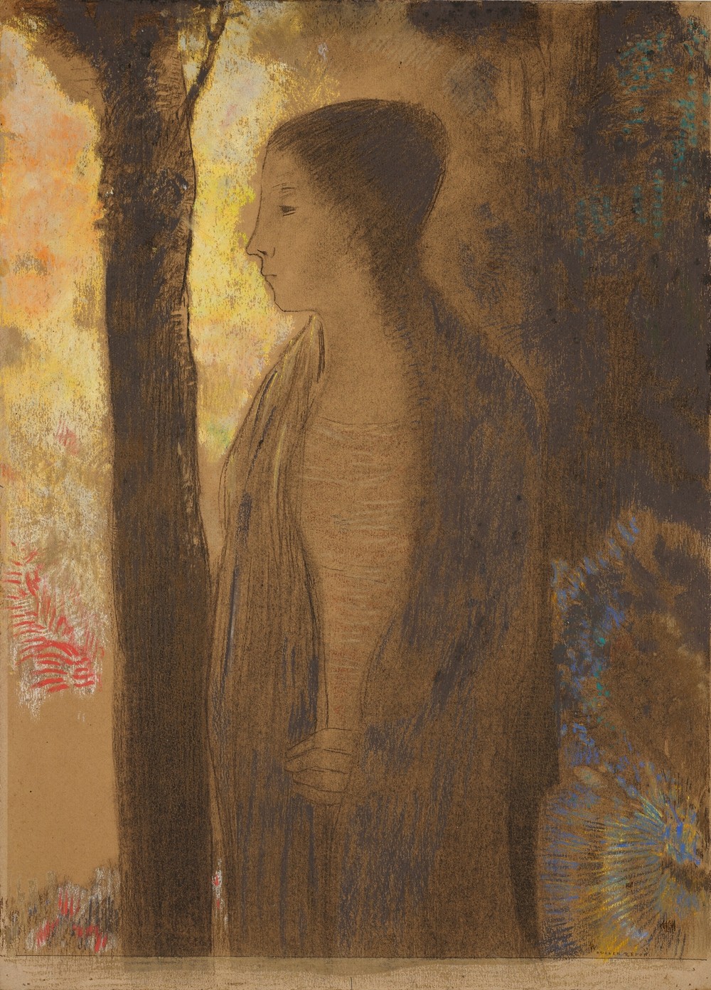 Figure devant un arbre