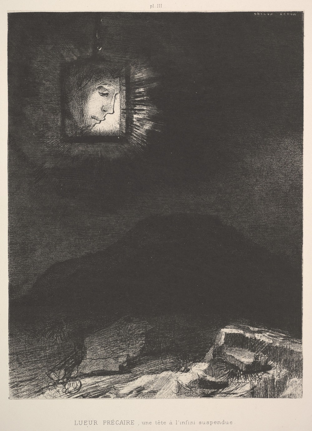 The vague glimmer of a head suspended in space