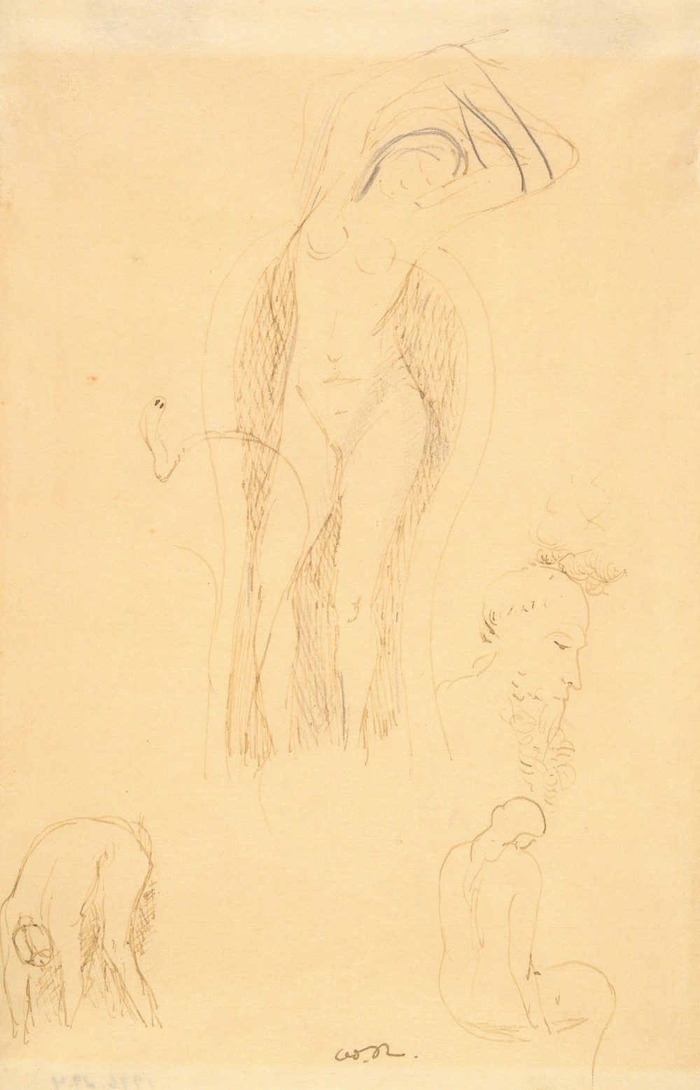 Sheet of studies (Nu et Profil Barbu or Feuille d’Etudes avec Nu Feminin)