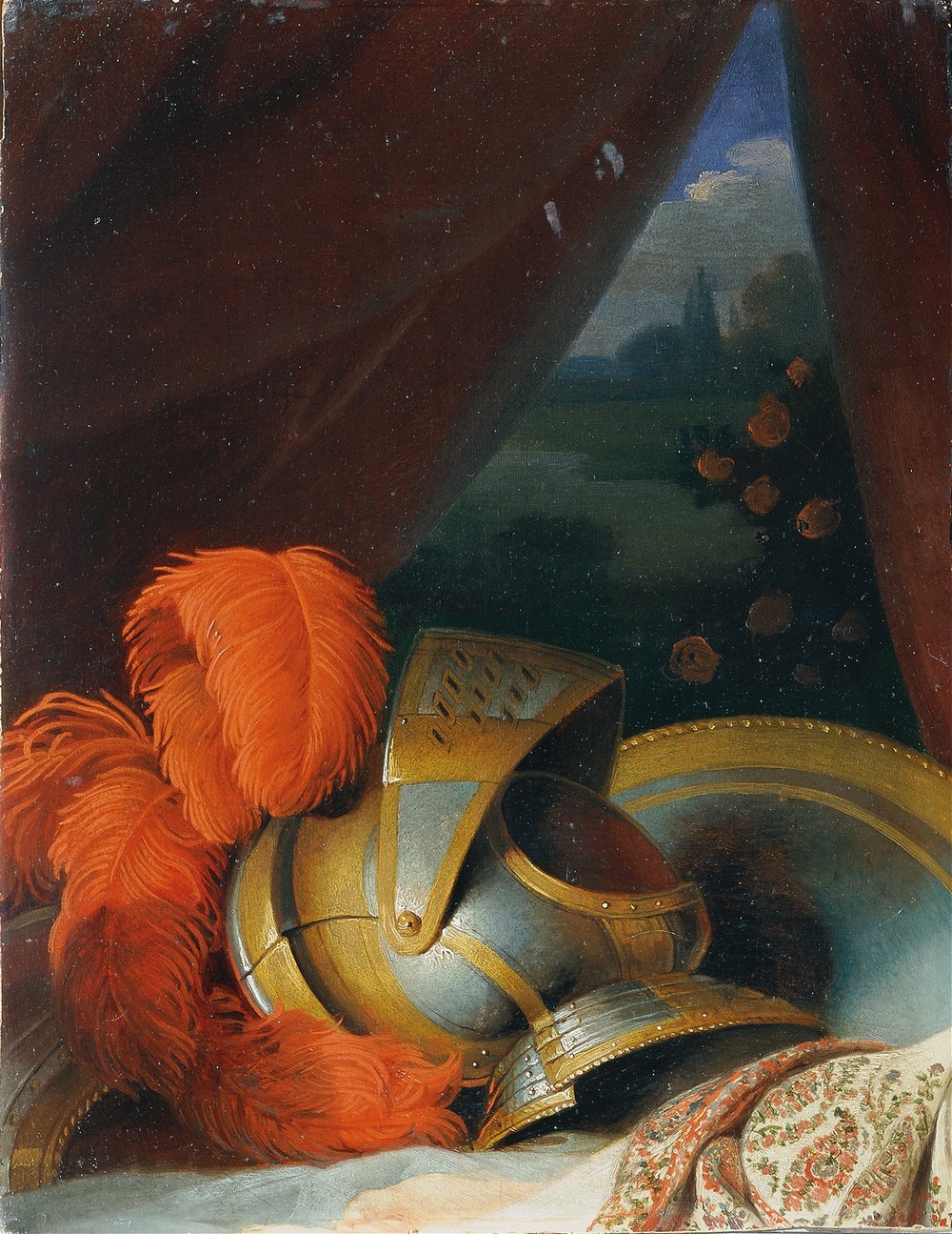 Helmet and round shield Possibly detailed study of ‘Chlorinden’s baptism’ (before 1809)