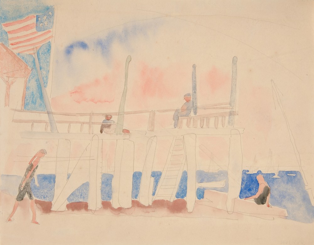 Pier With Four Figures (ca. 1916–17)