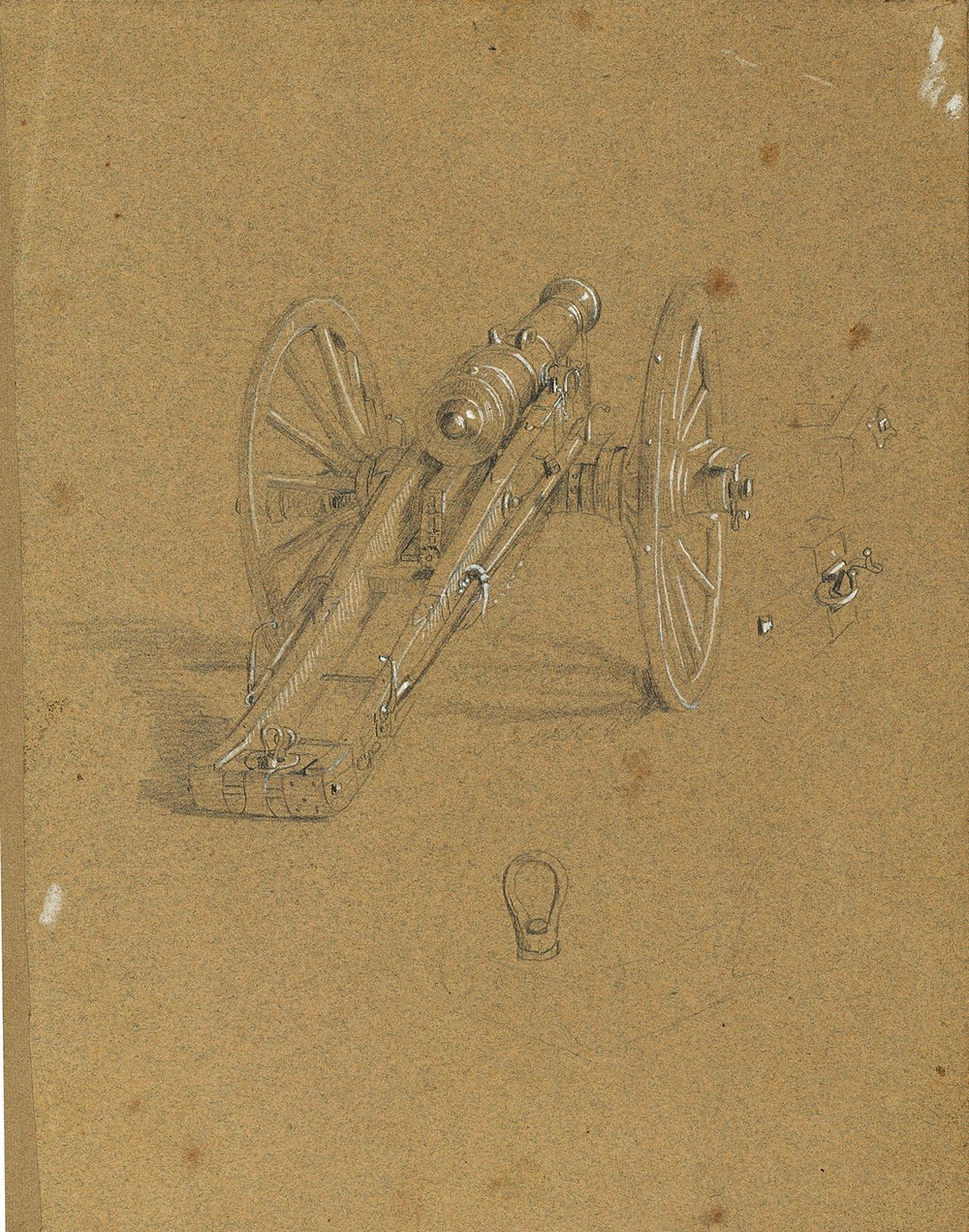 Lafette mit Mörser Studie zu ‘Künstlerfreunde lösen einen Kanonenschuss auf der Festung Michele bei Ostia’ (before 1849)