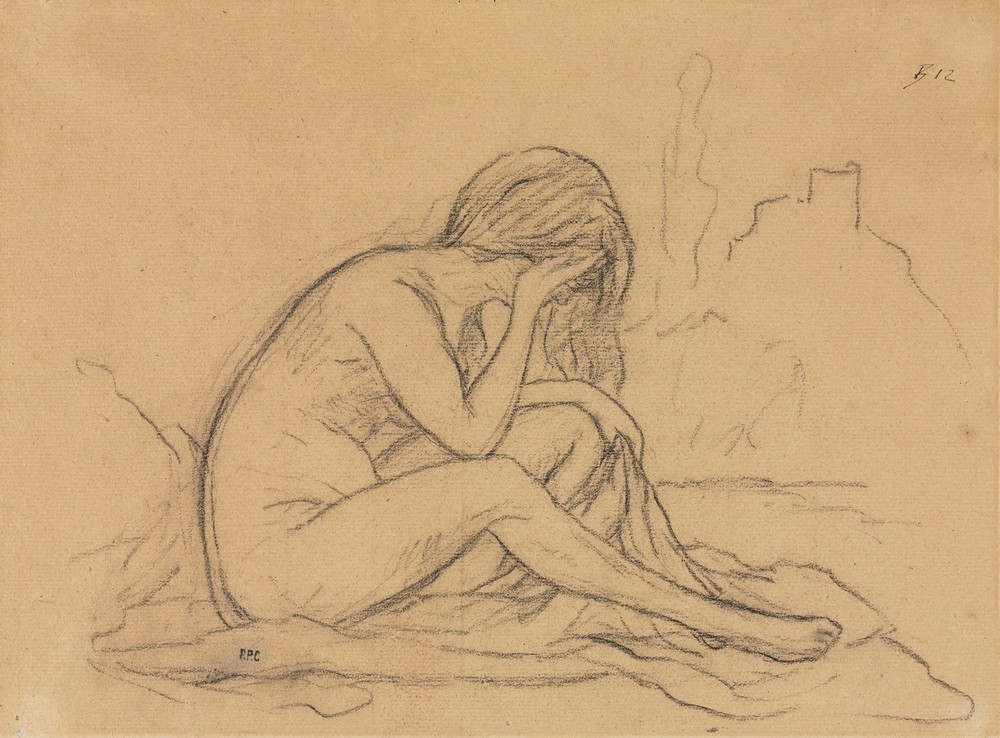 Study of a Female Nude (possibly for an unrealized allegorical painting) (recto) (1800s)