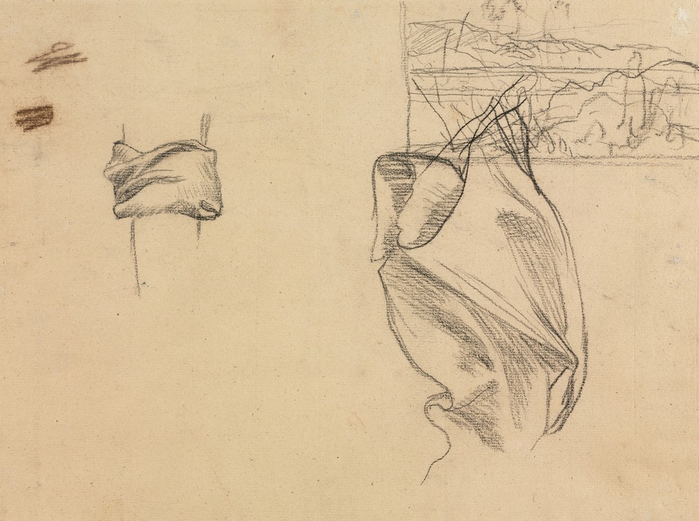 Studies of Drapery and Study of a Landscape (verso) (1800s)