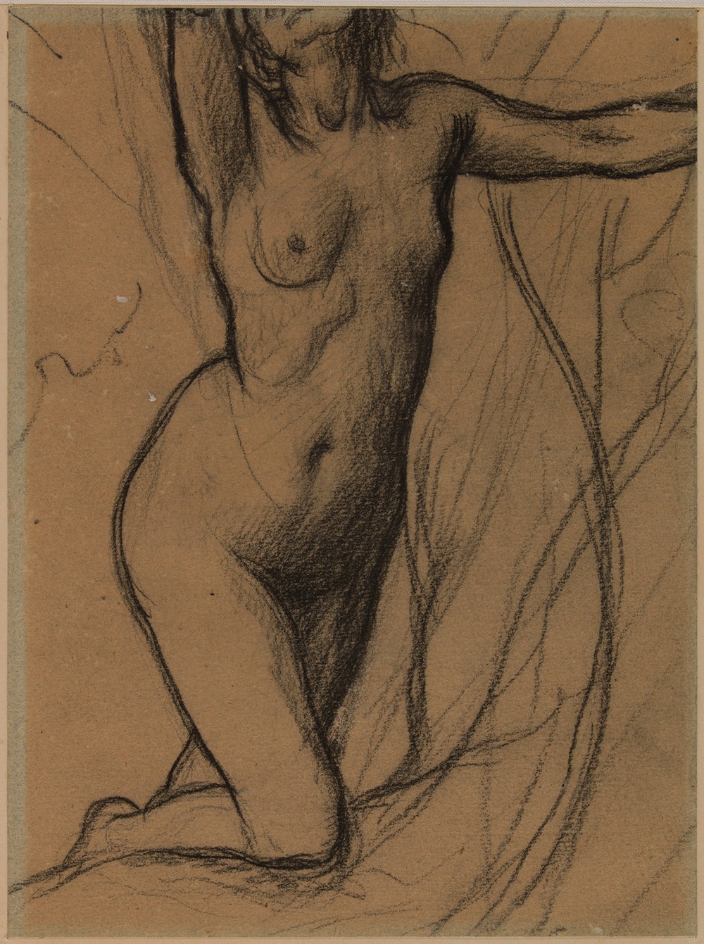 Femme nue à genou, de face