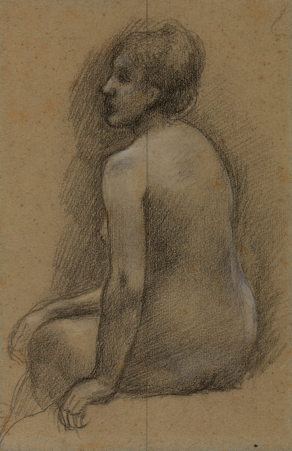 Femme nue assise de dos