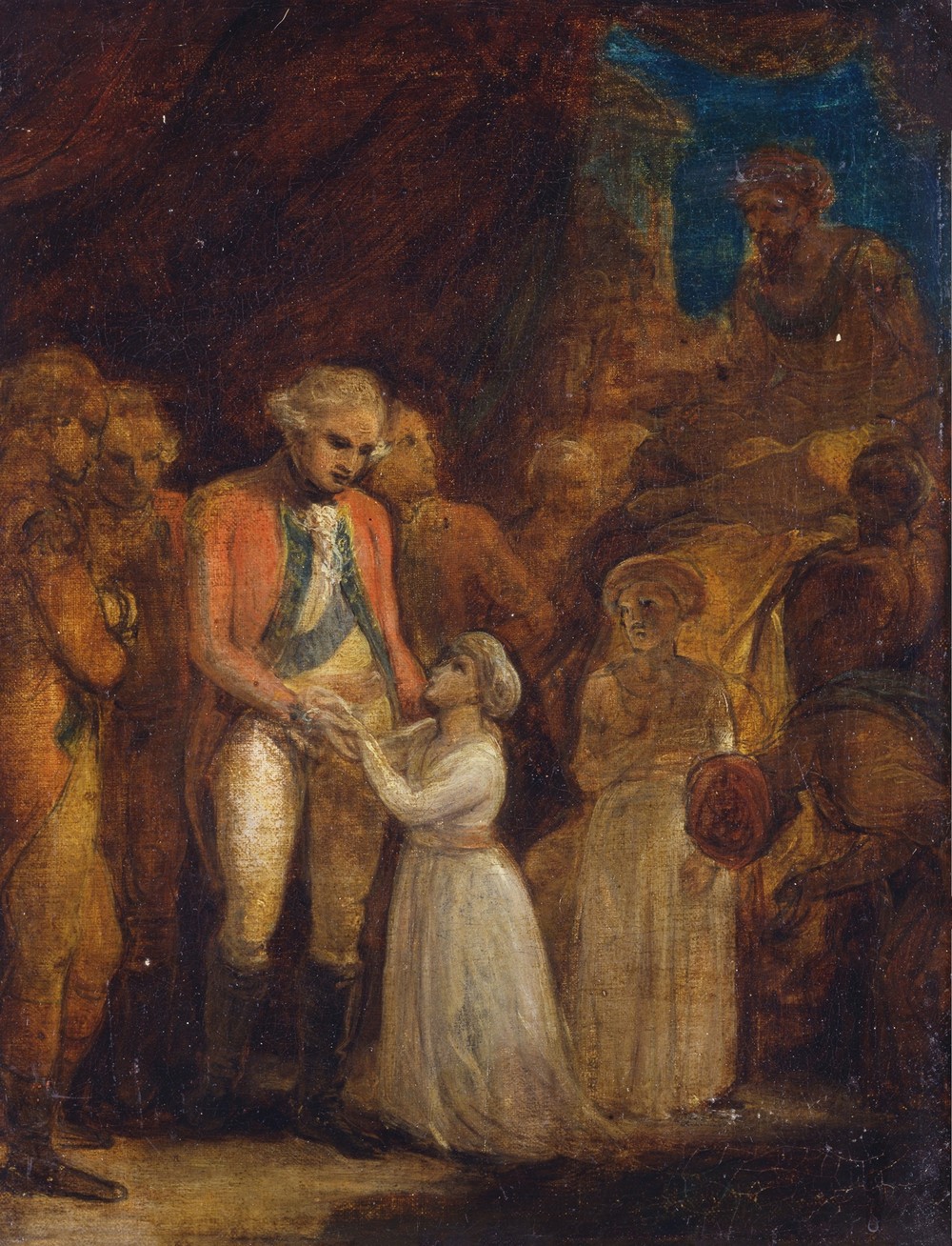 The Two Sons of Tipu Sahib, Sultan of Mysore, Being Handed over as Hostages to General Cornwallis (ca. 1792)