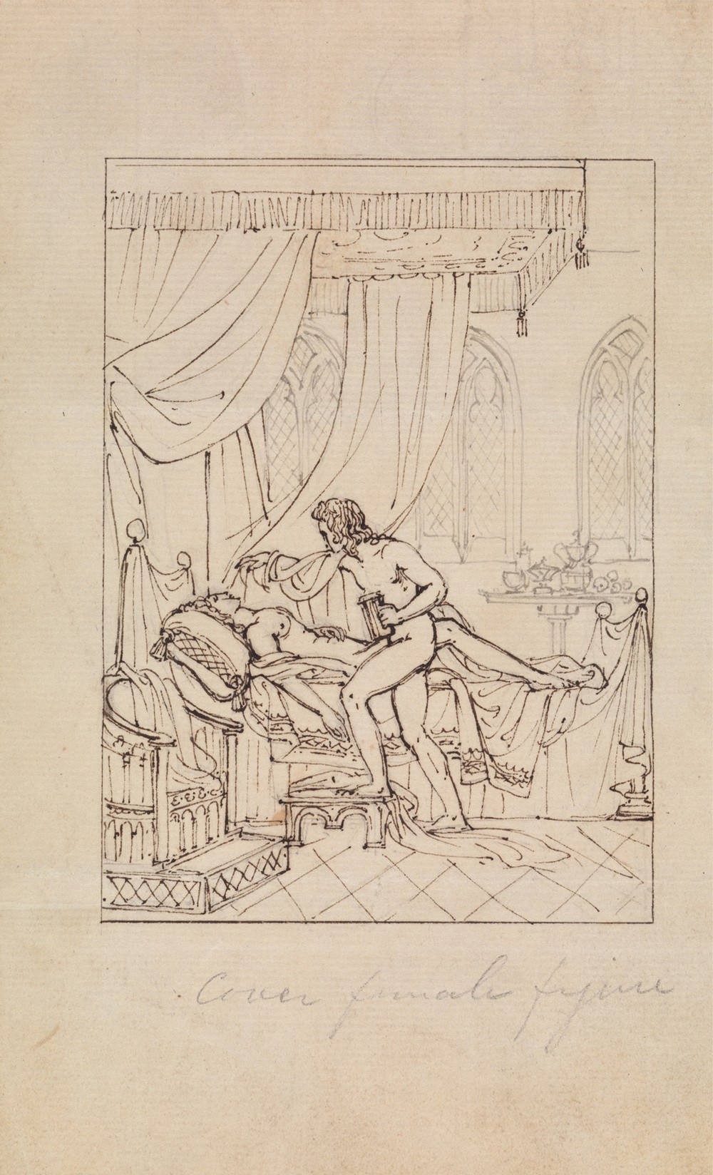 Study of a Woman Sleeping in Her Chamber and a Man Standing Over Her Bed