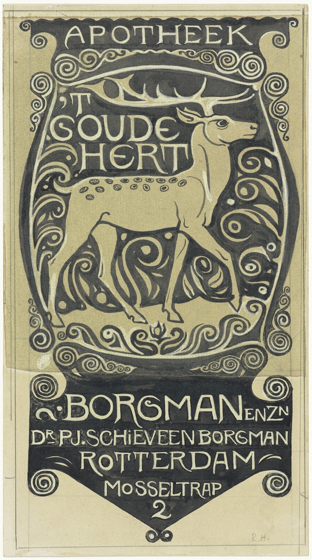 Vignet Apotheek ‘t Goude Hert, Rotterdam