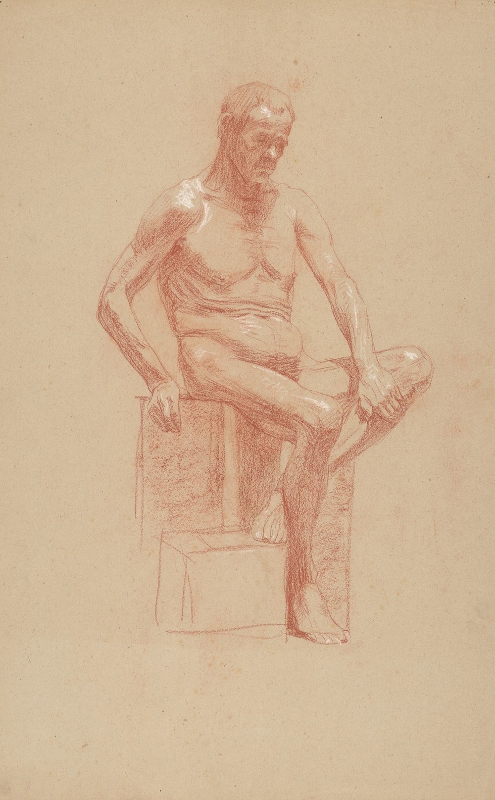 Study of a sitting male nude