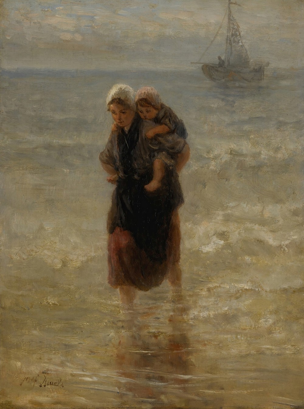 At sea