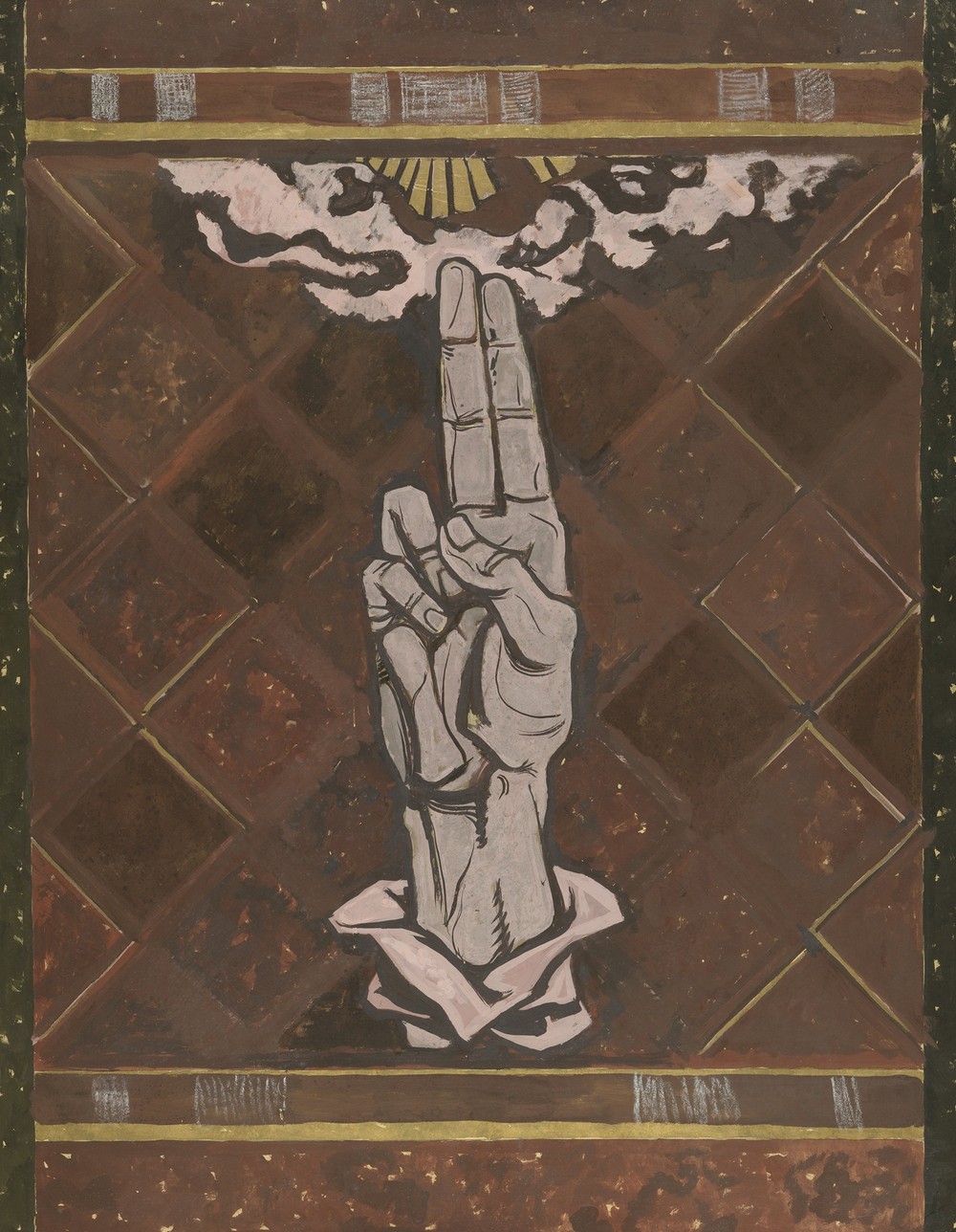 Zwerende hand; ontwerp voor figuur van de marmerdecoratie in de Hoge Raad te Den Haag (c. 1868 - c. 1938)