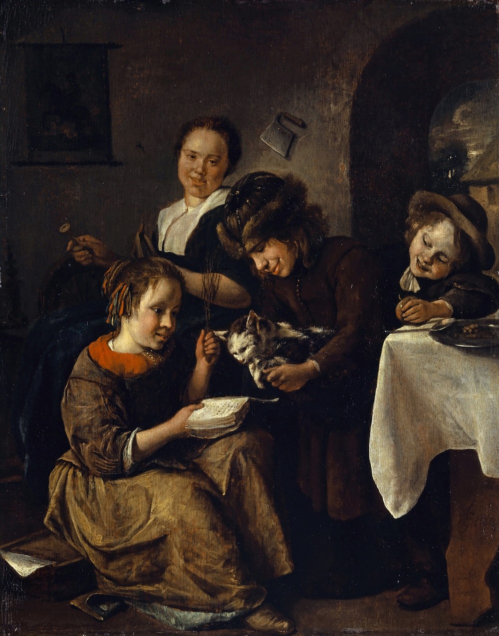 Children Teaching a Cat to Read (1665-68)