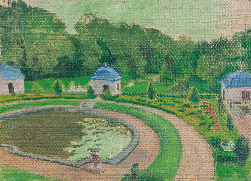 Le Château de Rosanbo, le bassin et les pavillons (esquisse 2)