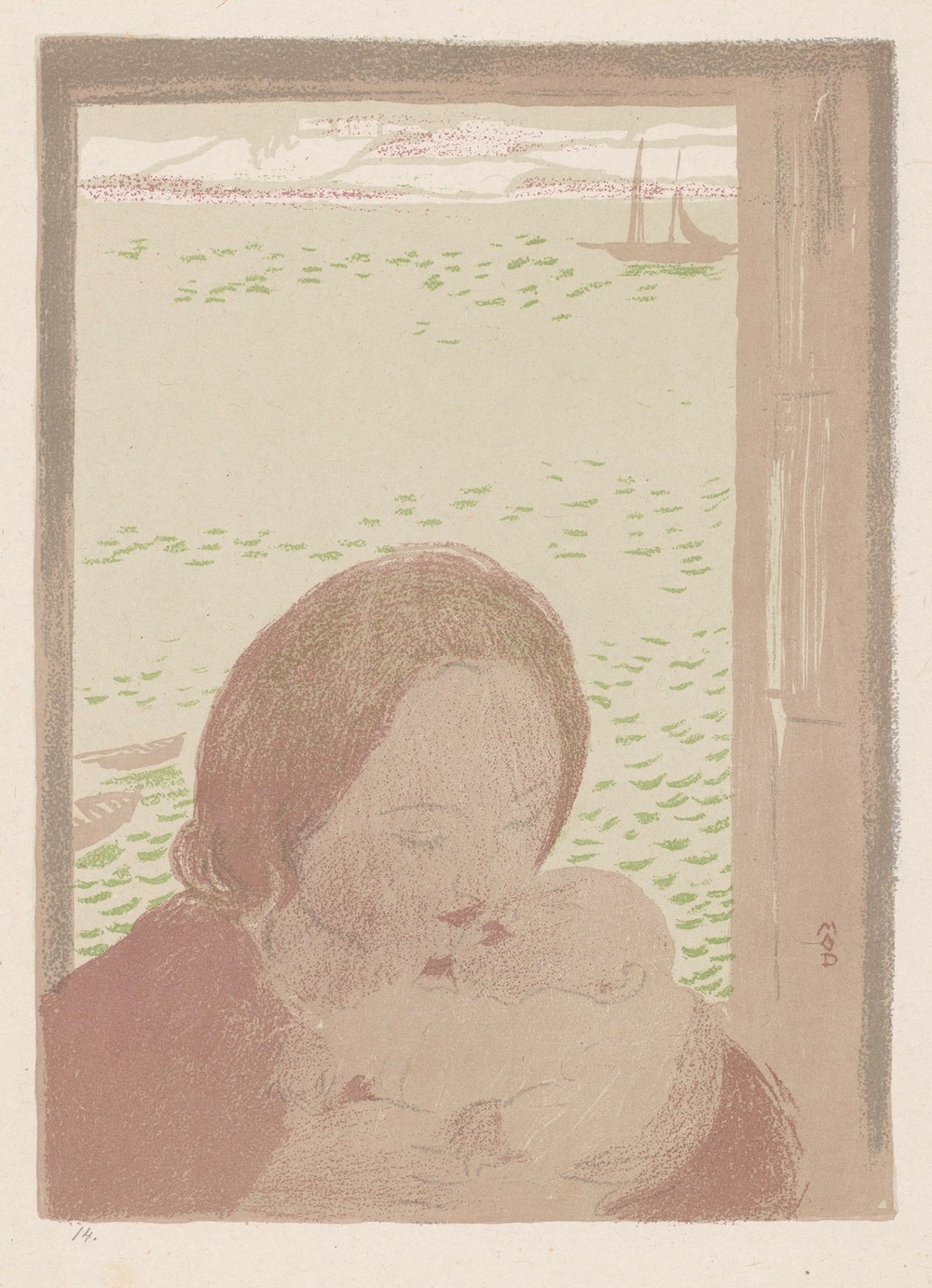 Mother With Child By The Sea