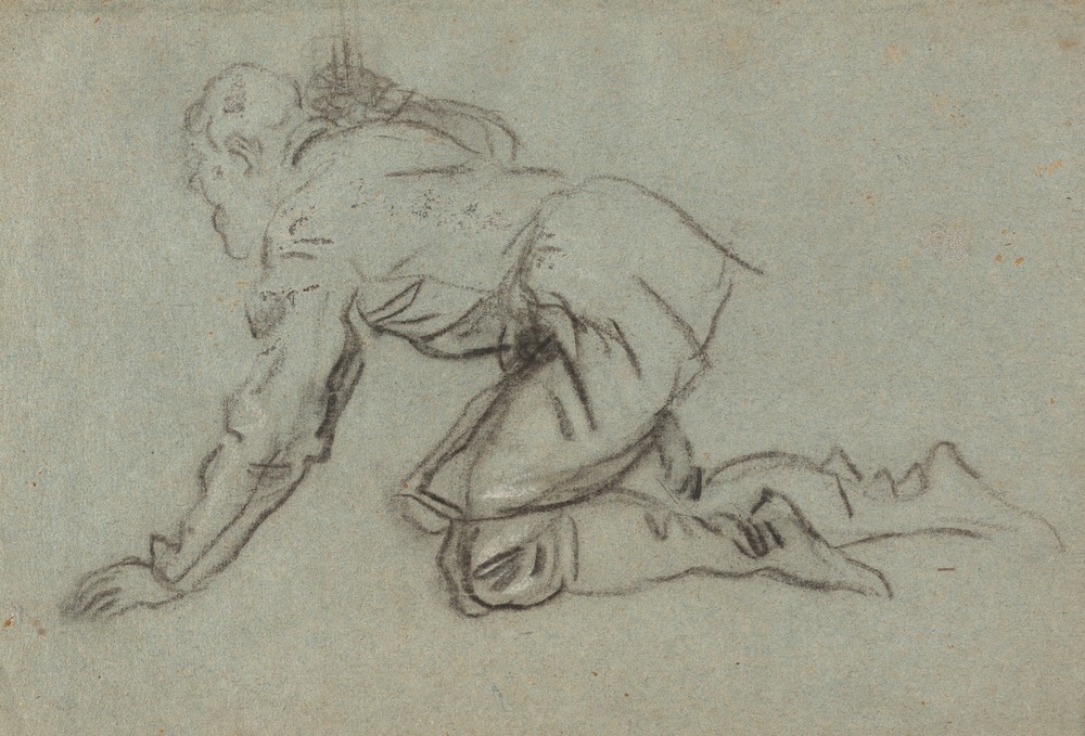 A Kneeling Man Holding a Staff (recto) (mid 1550s)
