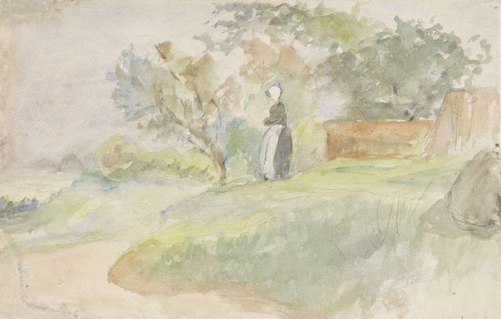Staande vrouw in een landschap